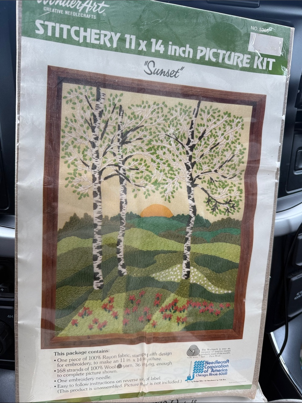WonderArt 'Sunset' Green Landscape Stitchery Wall Art Kit